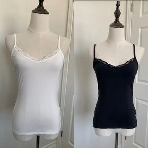 RW&co. NWOT Lace Silky Camisoles black and white